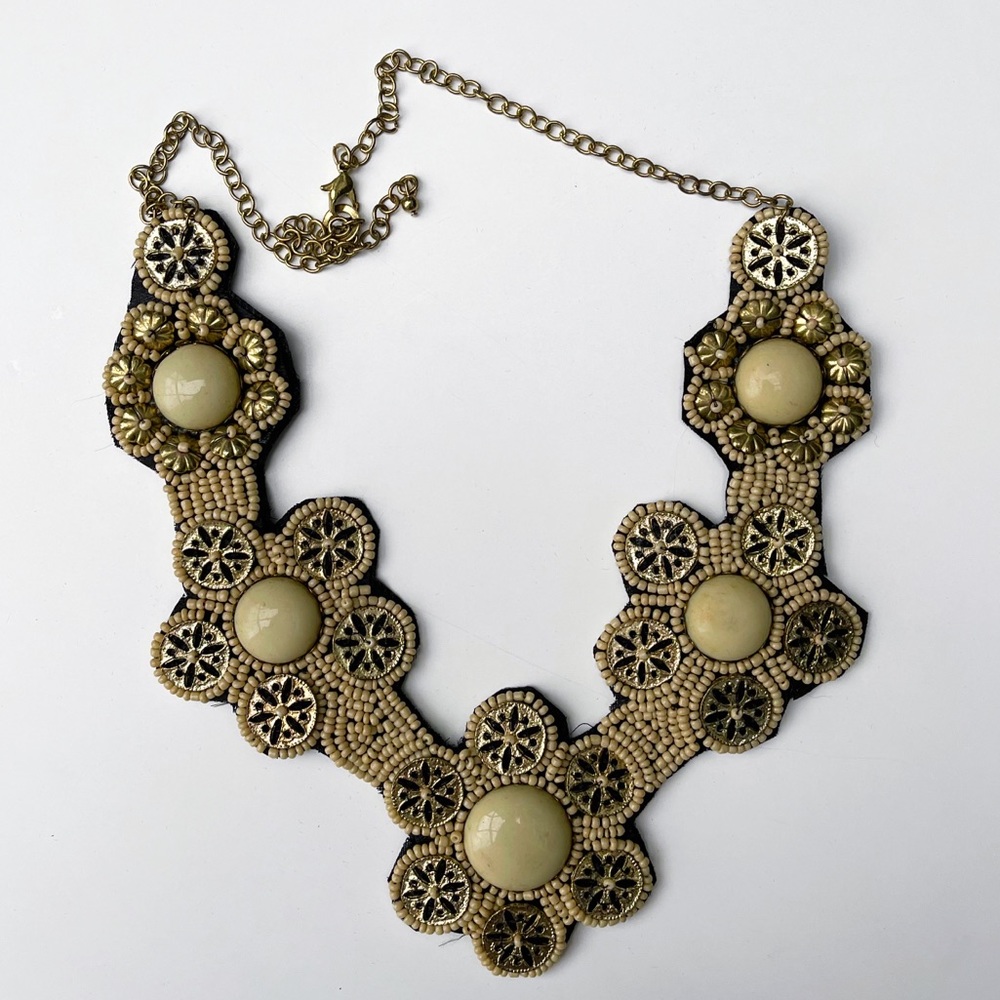 Francesca’s  Vintage Boho Artisan Hippy Beaded,-Copper Flower statement Necklace - Picture 3 of 5